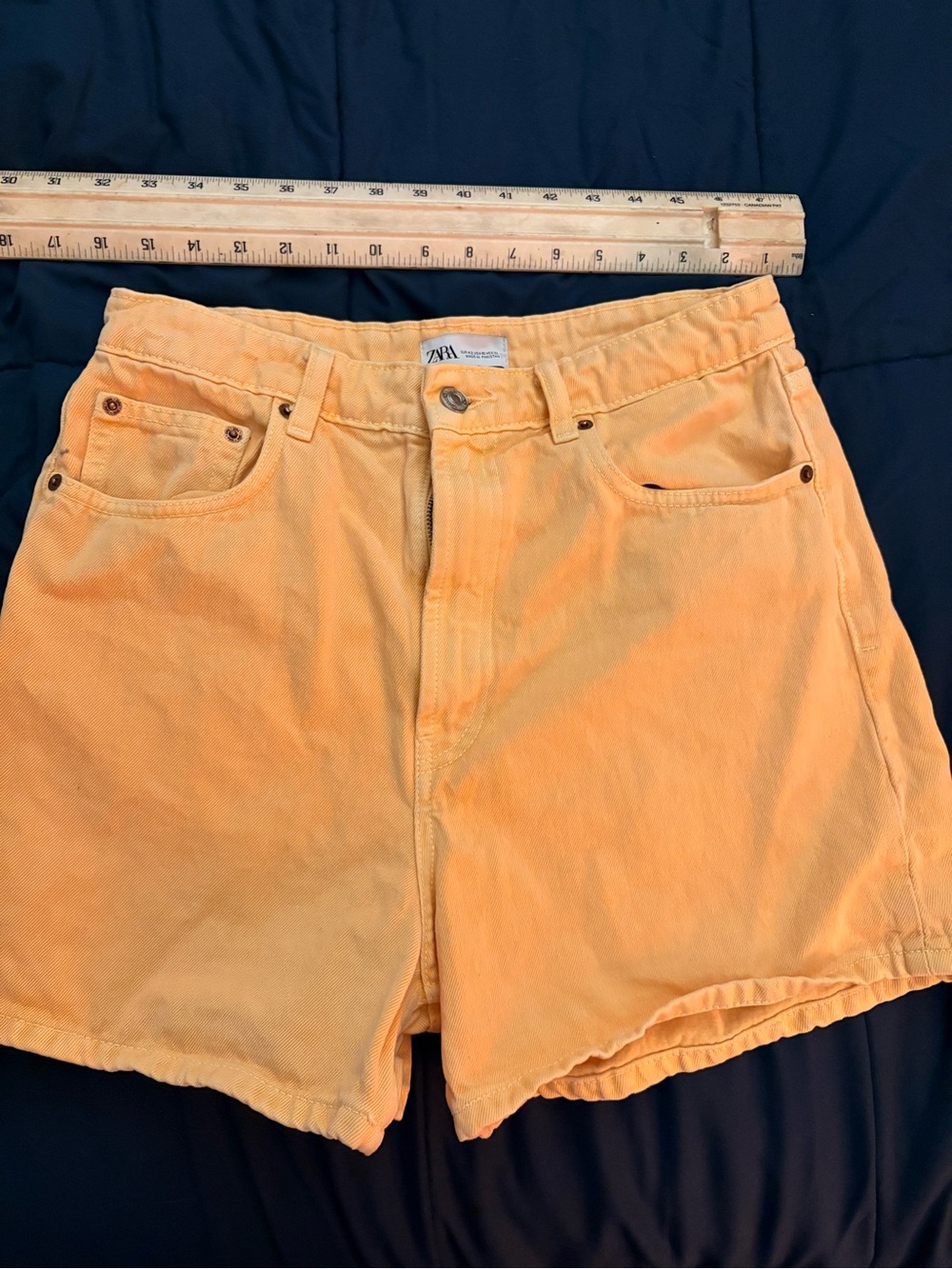 Zara Canary Yellow Denim Shorts Women’s US 10 EUR 42 High Rise Jean Shorts
